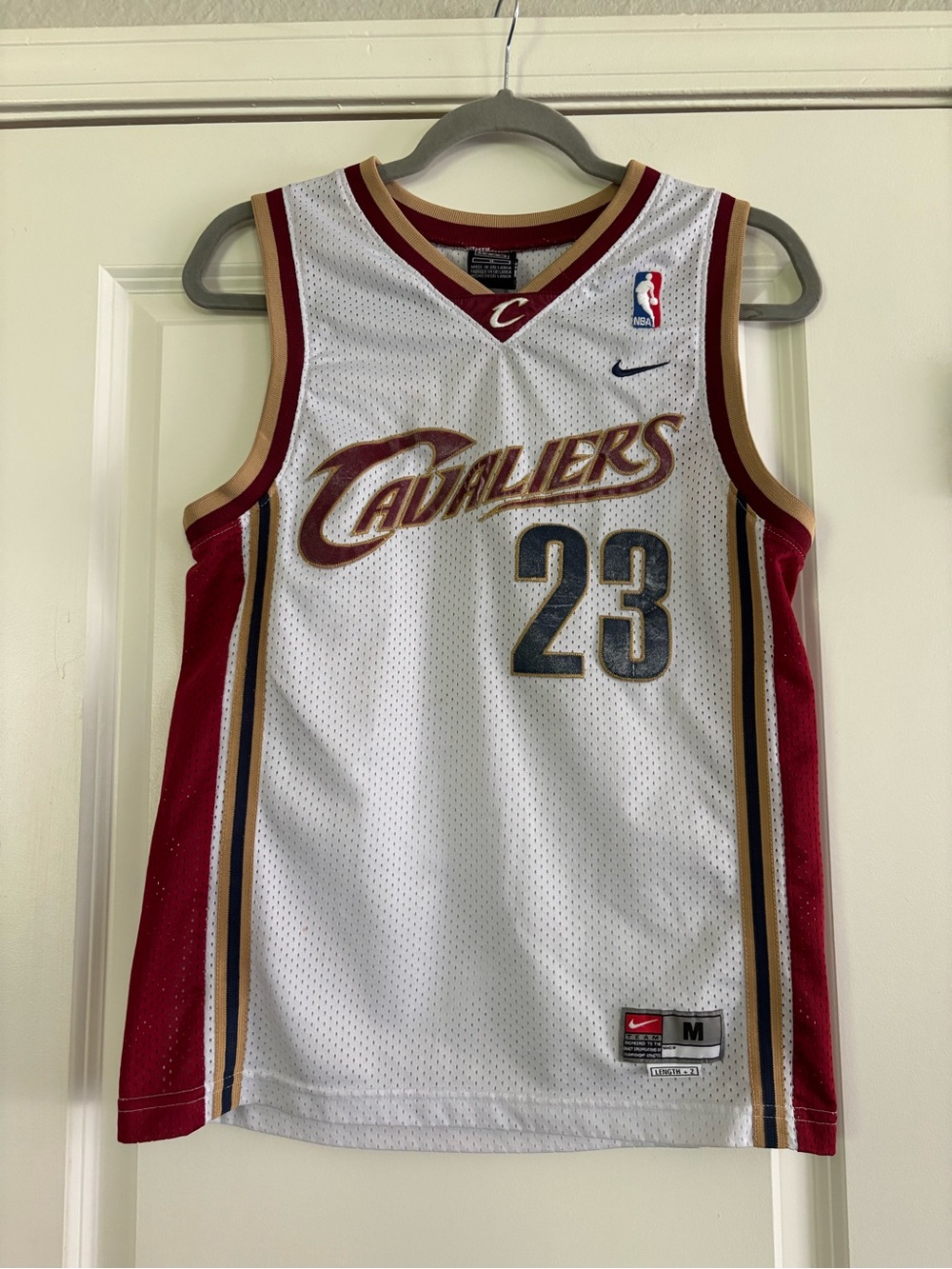 Vintage Lebron James Cleveland Cavaliers Nike White Jersey with Maroon and Gold